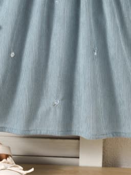 1-Piece Corduroy Floral Embroidery Dress for Toddlers and Young Children, Color-Blocking Embroidered Collar, Long-Sleeve Girls' Dress for Spring, Autumn, and Winter, Versatile Casual Style Girls' Clothing