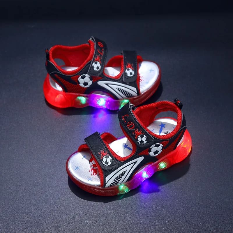 Children's Shining Light Soft Bottom Sandals Kids LED Light Shoes Little Boys Sandals With Lights Kids Glowing Light Beach Shoes