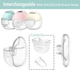 Wearable Breast Pump Accessories, Replacement Pump Parts Flange 24mm, Duckbill Valve, Silicone Diaphragm Compatible with S18 S21