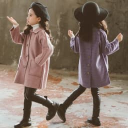Kids Winter Wool Blend Coats Vintage Fashion Teen Girls Beige Long Jackets Warm Outerwear Thick Jacket Child 7 8 10 12 Years Old