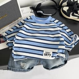Summer Infant Boys Clothing For Children Casual Striped T-Shirt Shorts 2Pcs/Set Toddler Baby Girl Clothes Costume Kids Tracksuit