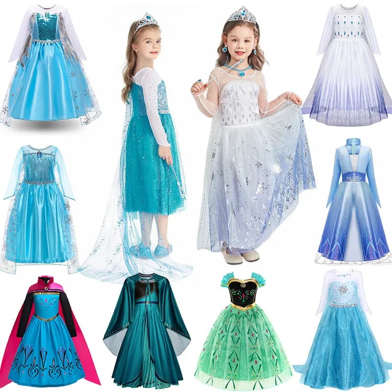 Little Girls Snow Queen Elsa Princess Dress Kids Cosplay Gown Costume Halloween Birthday Party Outfit 2‑10Yrs