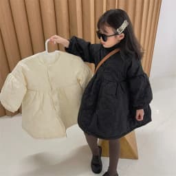 Children's Coats Autumn and Winter Coat with Floral Embroidery Puffed Sleeves Girls Coat Baby Girl Winter Clothes