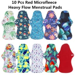 10pcs Organic Bamboo Charcoal Washable Hygiene Menstrual Pads Heavy Flow Sanitary Pads Lady Cloth Pad Reusable Pads