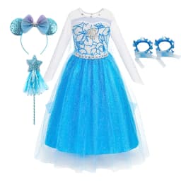 Children Carnival Blue Sequins Elsa Cosplay Dress Girls Elegant Blue Princess Costume Kids Halloween Birthday Party Clothes