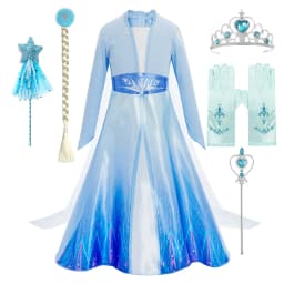 Children Carnival Blue Sequins Elsa Cosplay Dress Girls Elegant Blue Princess Costume Kids Halloween Birthday Party Clothes