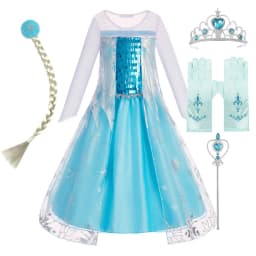 Children Carnival Blue Sequins Elsa Cosplay Dress Girls Elegant Blue Princess Costume Kids Halloween Birthday Party Clothes