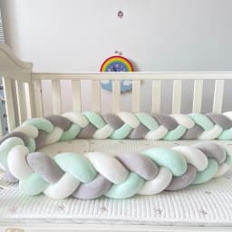 1M/2M/3M/4M Baby Crib Bumper Protector Bed Braid Knot Cushion for Infant Kids Shares Toddler Baby Bed Bumpers in Crib Newborn