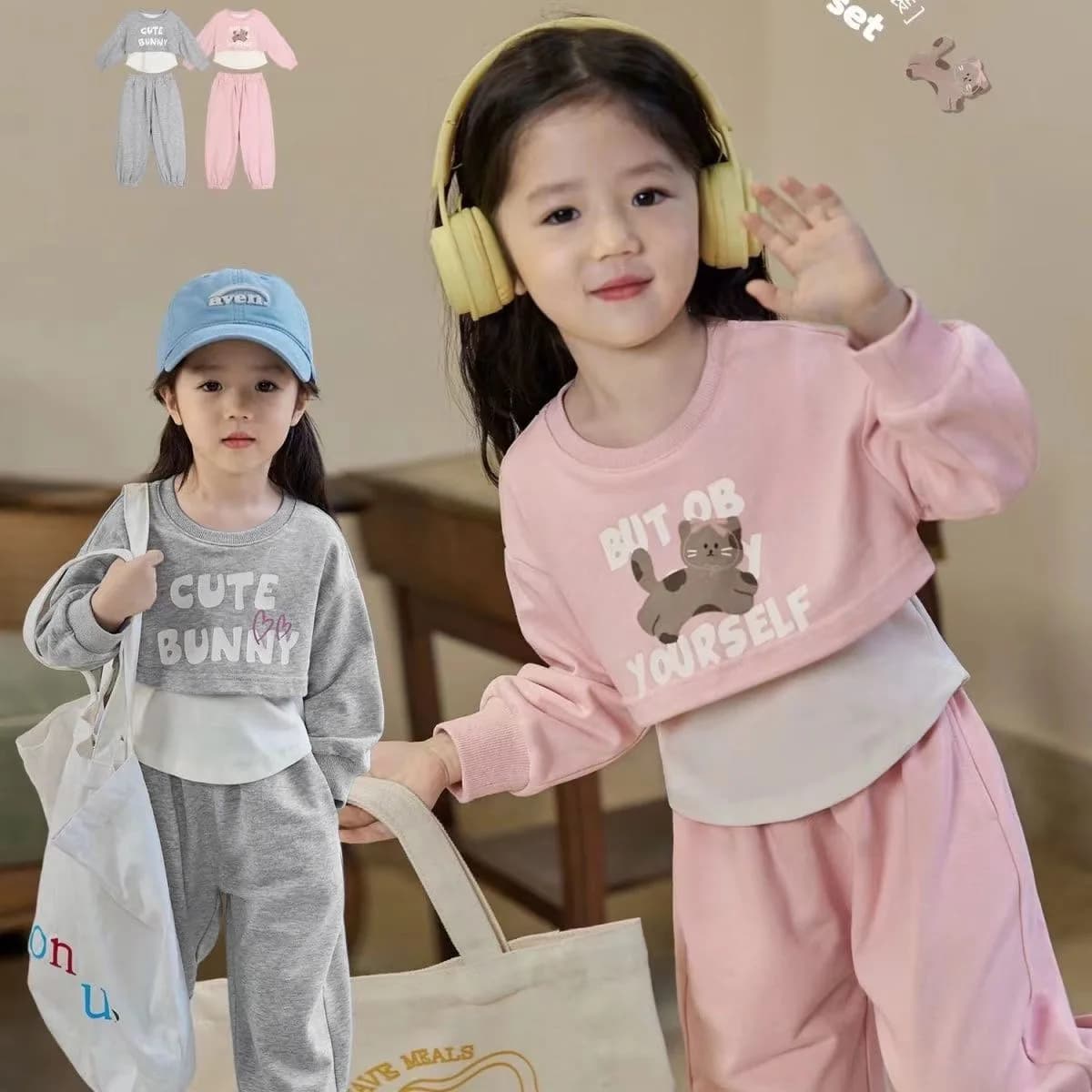 Spring Autumn New Style Children's Clothing Sets Baby Girls O Neck Sweatshirt Pants Two Piece Set Kids Breathable Thin Tracksuit