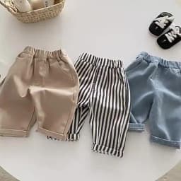 0-5Y Spring Autumn Kid's Pants Korean Style Kids Jeans Solid and Stripe Boys Girls Denim Pants Children Trousers