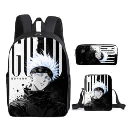 Jujutsu Kaisen Backpack Lunch Pack Pen Case 3pcs Set Gojo Satoru Anime Student boy Schoolbag Fashion Pencil Bags Birthday Gift