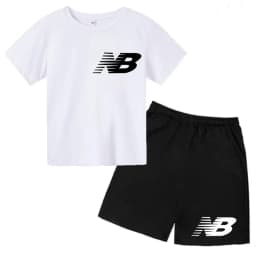 Children's Sports White T-shirts Short-sleeved Shirts and Shorts Sets for Boys Girls Clothing Suitable for Children Aged 3 to13