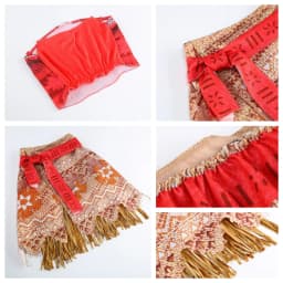 Adult Kids Moana Vaiana 2Pcs Cosplay Dress Polynesian Princess Costume with Wig Necklace Halloween Birthday Party Costume