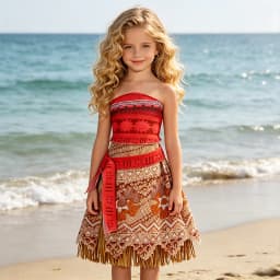 Adult Kids Moana Vaiana 2Pcs Cosplay Dress Polynesian Princess Costume with Wig Necklace Halloween Birthday Party Costume