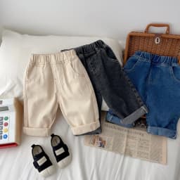 2026 New Autumn Baby Boys Denim Pants Solid Color Infants Baby Pants Jeans Casual Pants