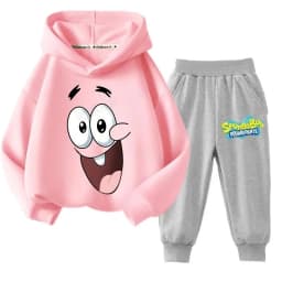 SpongeBobs Kids Sportswear Set Patrick Star Hoodies Sweatpants Girl Boy Hooded Sweatshirt Children Outfit Pullover Trousers Suit