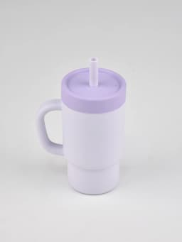 300ml 1PC Colorblock Sports Water Bottle, Fashion Sport Shape Cup, Stainless Steel Inner Cup With Soft Silicone Straw Portable