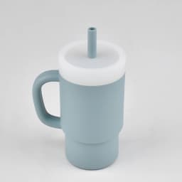 300ml 1PC Colorblock Sports Water Bottle, Fashion Sport Shape Cup, Stainless Steel Inner Cup With Soft Silicone Straw Portable