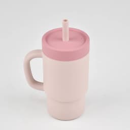 300ml 1PC Colorblock Sports Water Bottle, Fashion Sport Shape Cup, Stainless Steel Inner Cup With Soft Silicone Straw Portable