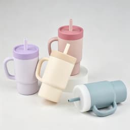 300ml 1PC Colorblock Sports Water Bottle, Fashion Sport Shape Cup, Stainless Steel Inner Cup With Soft Silicone Straw Portable