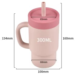 300ml 1PC Colorblock Sports Water Bottle, Fashion Sport Shape Cup, Stainless Steel Inner Cup With Soft Silicone Straw Portable
