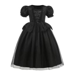 Kids Maleficent Costume Set Girls Evil Queen Outfit Deluxe Black Tulle Dress with Accessories for Carnival Party Role Play