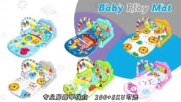Baby Activity Play Mat with Music & Lights, 5 Detachable Sensory Toys Kick Piano Mat, Tummy Time Game Playmat