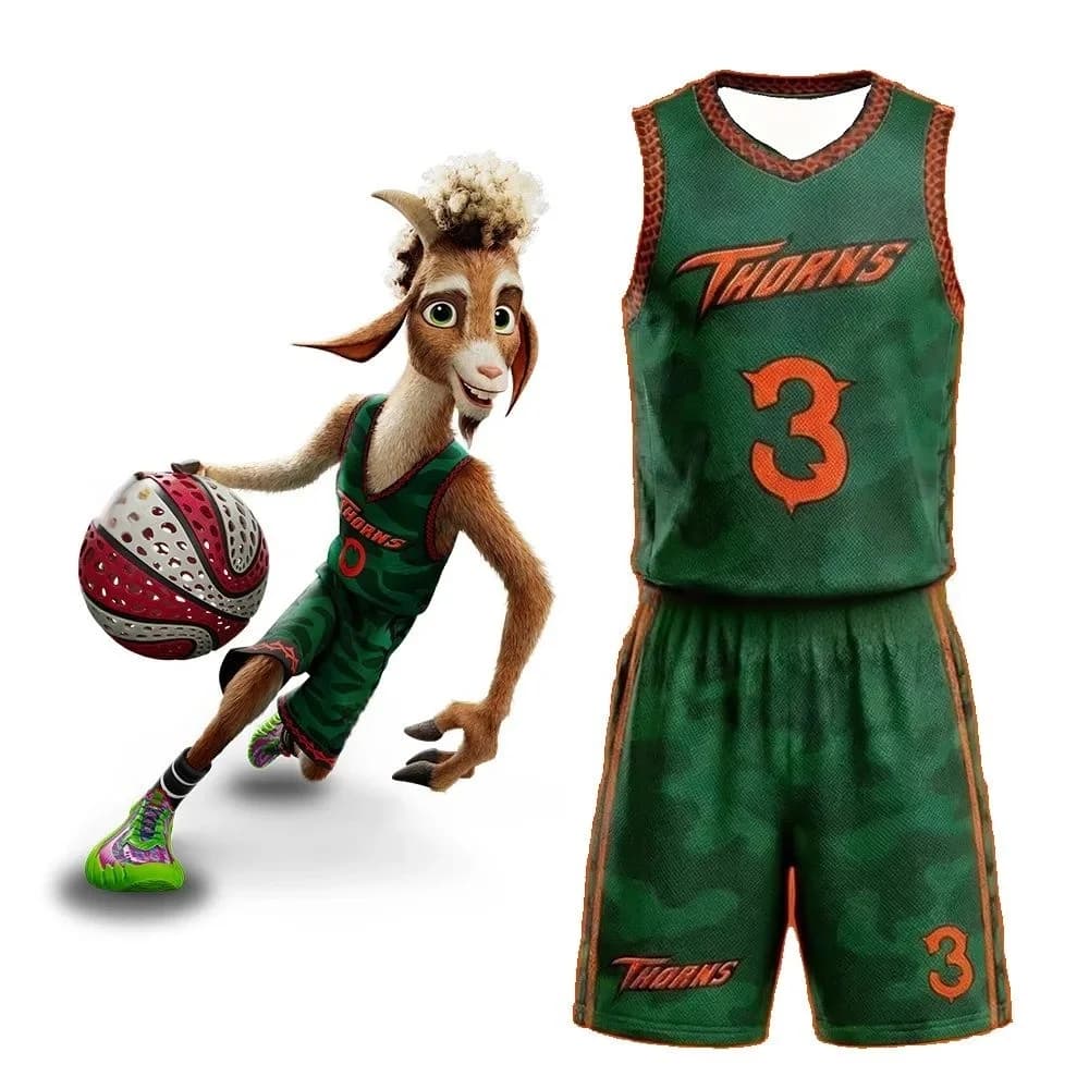 Wenlan Thorn Basketball Sweatshirt Set GOAT Movie Will 0 Green Camouflage Breathable Quick Drying Boys' Sports Tank Top Shorts