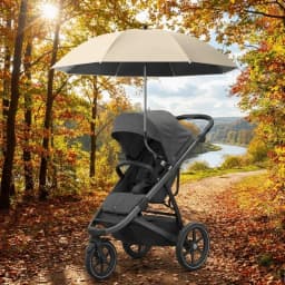 Adjustable UV Protection Umbrella 2-in-1 Design with Clamp Pram Cover Umbrella Universal 360 Degree Baby Stroller Umbrella