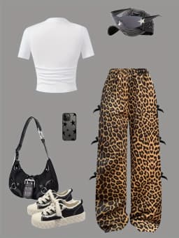 Comfy Girls 2-Piece Casual Set, Soft New York Print T-Shirt + Elastic Waist Leopard Bow Pants for Summer