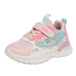 Girls Sports Shoes Kids Running Shoes Pink Breathable Air Mesh Heart Sweet Sneakers Cute Hook & Loop Children's Casual Shoes