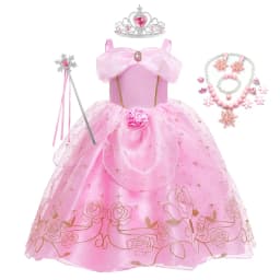 Kid Princess Pink Dress Girl Summer Fancy Party Clothes Children Sleeping Beauty Flower Dresses Christmas Carnival Costume Cloth