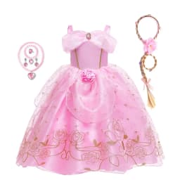 Kid Princess Pink Dress Girl Summer Fancy Party Clothes Children Sleeping Beauty Flower Dresses Christmas Carnival Costume Cloth