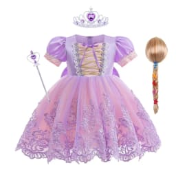 Girls New Fancy Girl Embroidered Flower Rapunzel Princess Party Dress Christmas Baby Girls Sofia Puff Sleeve Infants Ball Gowns