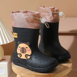 One Pair of Toddler Mid-Calf Rain Boots for Boy and Girl Comfortable Soft Sole Capybara Rubber Water Shoes Elastic Band
