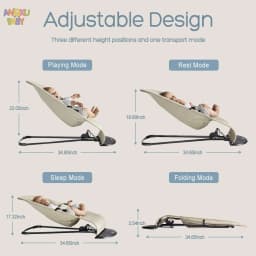 3-height Adjust Baby Rocking Chair Foldable Swing Chair for Newborn 0-12 Months Adjustable Baby Bouncer Rocking Chair with Toys