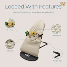 3-height Adjust Baby Rocking Chair Foldable Swing Chair for Newborn 0-12 Months Adjustable Baby Bouncer Rocking Chair with Toys