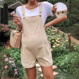 2024 Summer New Pregnant Women's Solid Color Suspender Jumpsuit With Adjustable Waist Comfortable Casual Women's Shorts