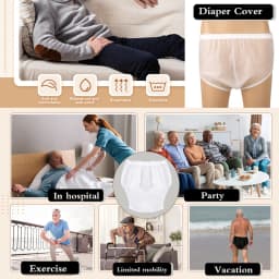 2pcs Reusable Adult Cloth Diaper Cover Pull-On-Cover Incontinence Pants Waterproof Protection to GO ON TOP with Diapers & Briefs