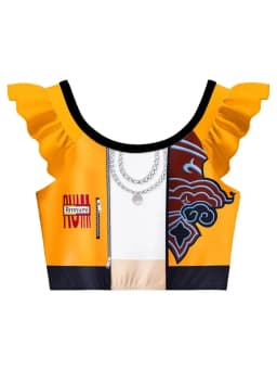 Girls' Swimsuit Set with Cartoon Print, Summer Beach Vacation Swimwear, Cute Ruffled Children's Swimsuit + Pants + Swimming Cap Three-Piece Set Suitable for Girls Aged 4-12