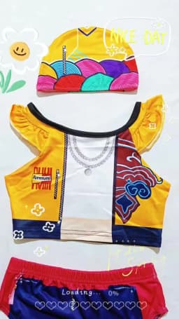 Girls' Swimsuit Set with Cartoon Print, Summer Beach Vacation Swimwear, Cute Ruffled Children's Swimsuit + Pants + Swimming Cap Three-Piece Set Suitable for Girls Aged 4-12