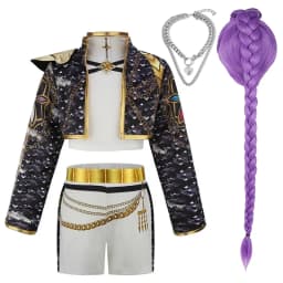 Little Girls Singer Show Cosplay Outfit 3Pcs Set Coat Vest Pants Children Stage Performance Dress‑Up Party Costume