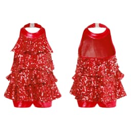 Kids Girls Shiny Jazz Dance Costume Halter Sequin Bodysuit Dress Metallic Flared Pants 70s Disco Latin Performance Dancewear