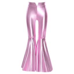 Kids Girls Shiny Jazz Dance Costume Halter Sequin Bodysuit Dress Metallic Flared Pants 70s Disco Latin Performance Dancewear