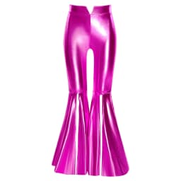 Kids Girls Shiny Jazz Dance Costume Halter Sequin Bodysuit Dress Metallic Flared Pants 70s Disco Latin Performance Dancewear