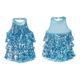 Kids Girls Shiny Jazz Dance Costume Halter Sequin Bodysuit Dress Metallic Flared Pants 70s Disco Latin Performance Dancewear