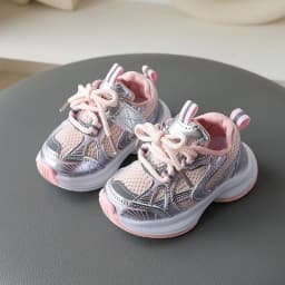 Girls' Sports Shoes 2026 New Style Soft Sole Children's Casual Shoes Fashionable Breathable Stripe Dad Shoes for Kids Boy