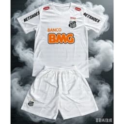 2026 New Men and Women Kid 2 Piece Set Streetwear Santos Print Short Sleeve T Shirt and Shorts Summer Football Tracksuit