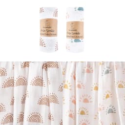 Kangobaby New Design 2pcs Set Double Layers 100% Cotton Newborn Baby Muslin Swaddle Blanket