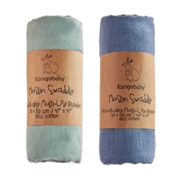 Kangobaby New Design 2pcs Set Double Layers 100% Cotton Newborn Baby Muslin Swaddle Blanket